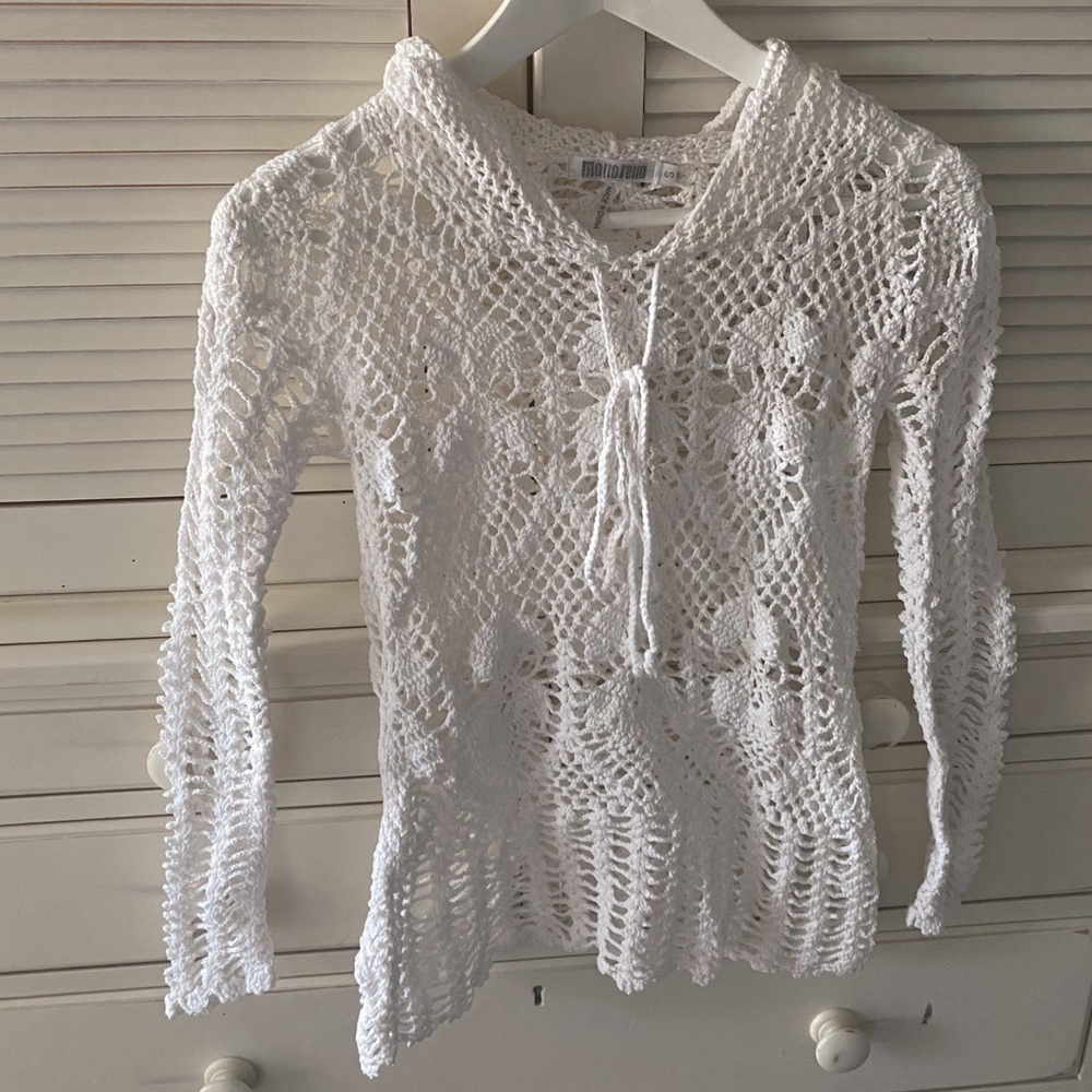 Monoreno Crochet white hoodie